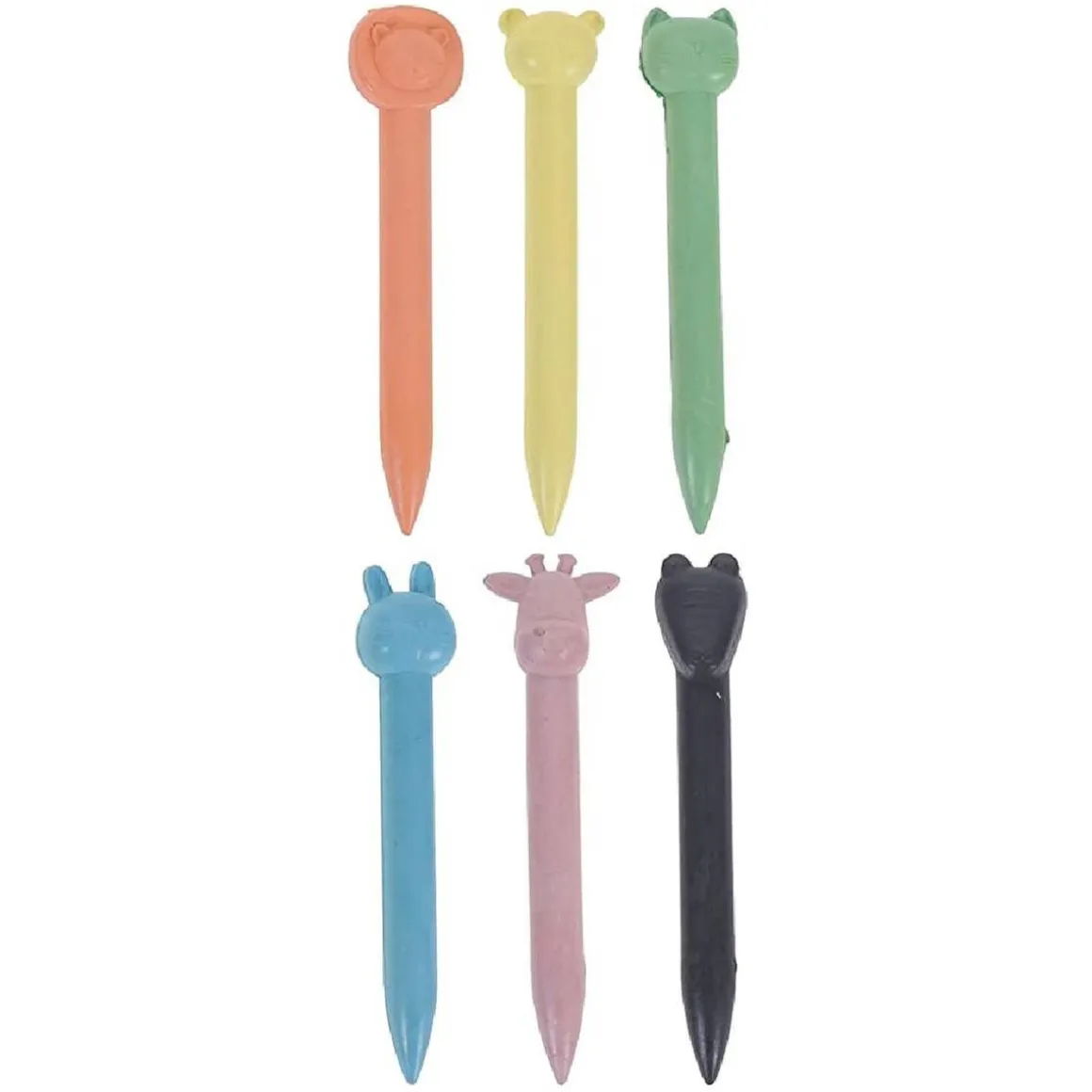 6 lápices de cera animales