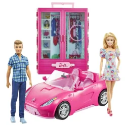 Barbie - Barbie y Ken con vehículo y armario