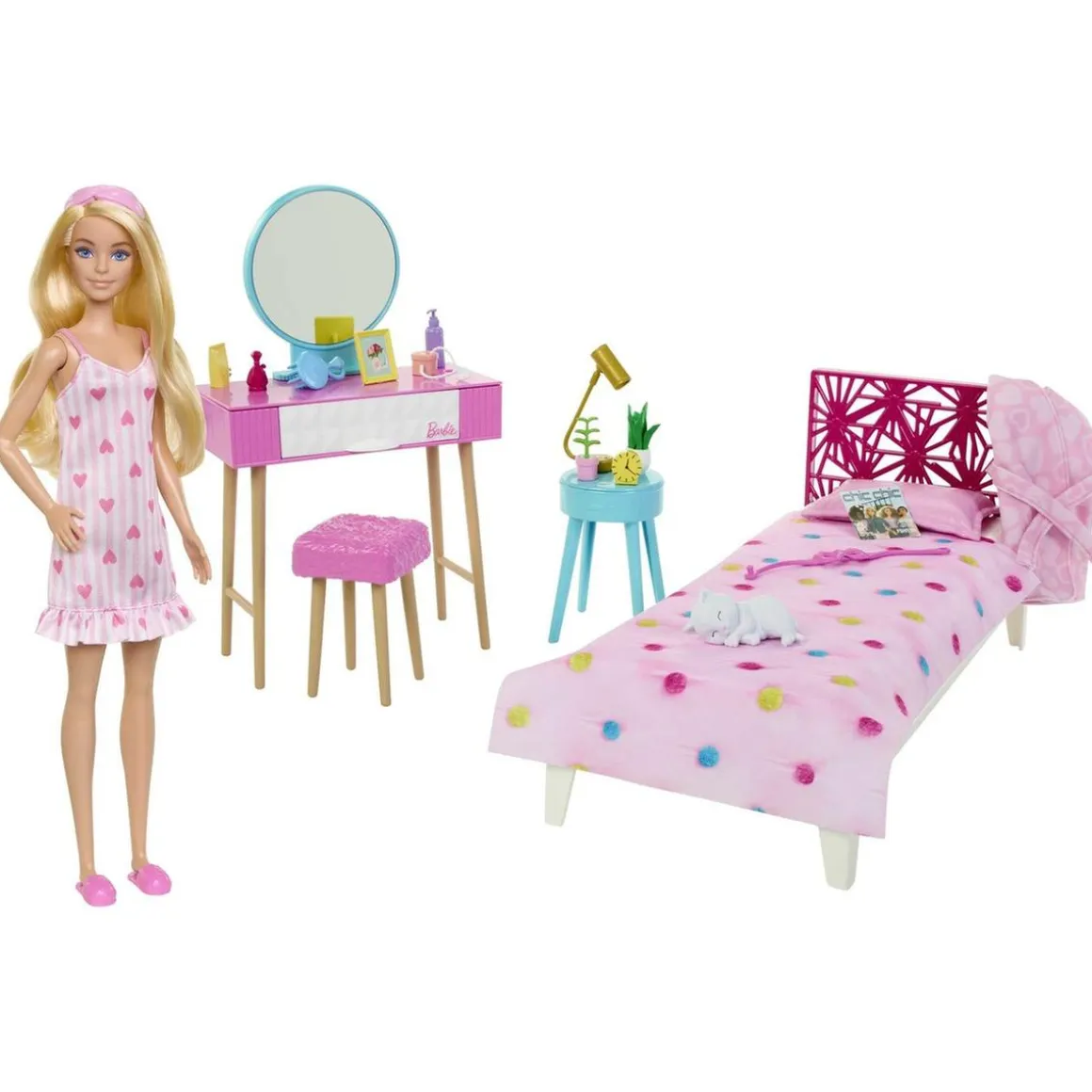 Barbie - Muñeca con dormitorio y accesorios incluidos ㅤ