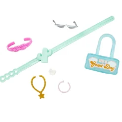 Barbie - Muñeca con Mono Rosa y Complementos de Moda ㅤ