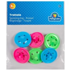 Blister con 6 mini peonzas de plástico (varios colores)