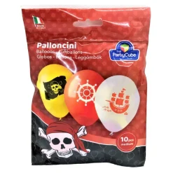 Bolsa con 10 globos medianos piratas