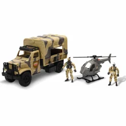 Camión y helicóptero militares