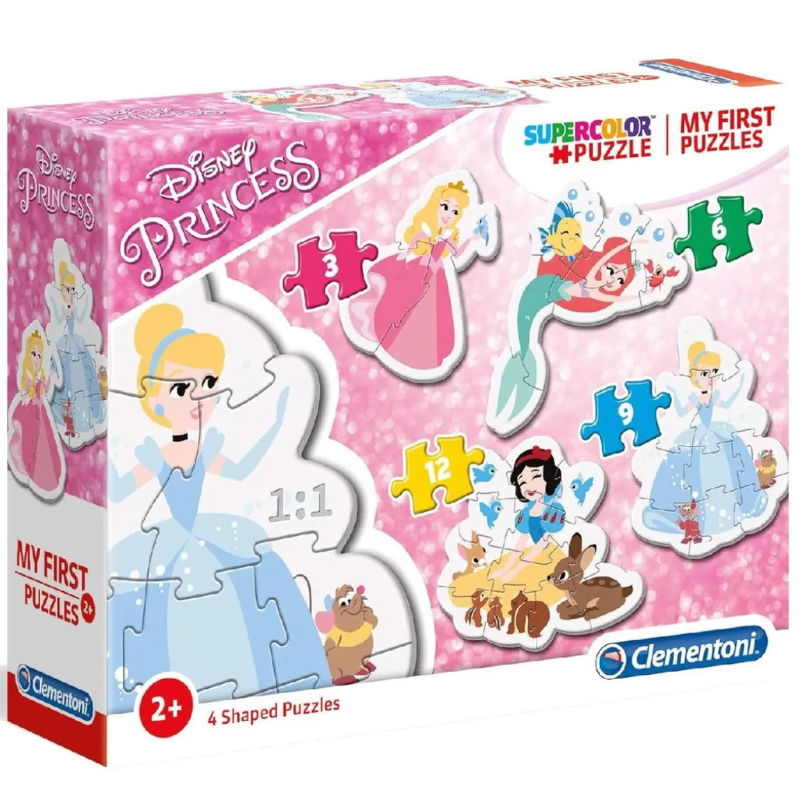 Clementoni - Mis primeros Puzzles Progresivos 3-6-9-12 - Princesas Disney