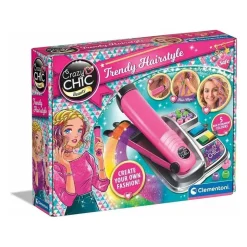 Clementoni - Peluquería creativa Crazy Chic con peine de tiza y placa de decoración ㅤ