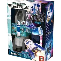 Cohete espacial construye y juega con luces y sonido, vehículo lunar y detector de metales real