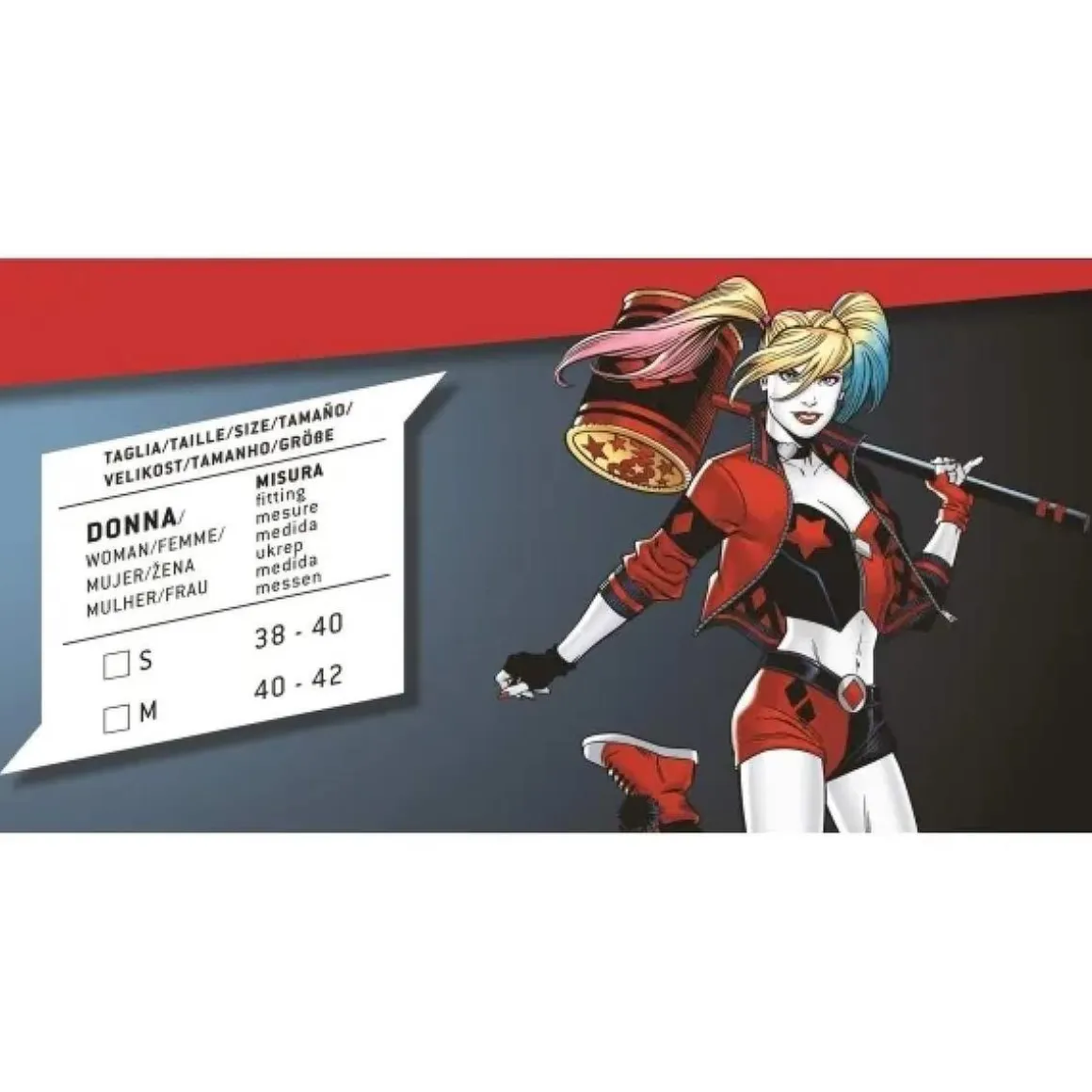 DC Cómics - Disfraz adulto de Harley Quinn Talla M (40-42)