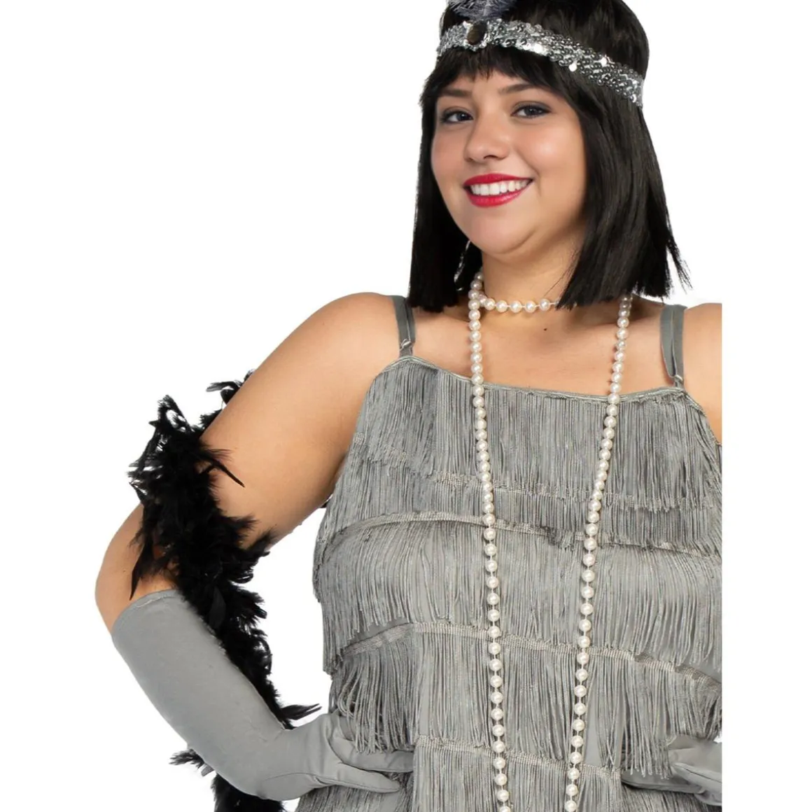 Disfraz de charlestón años 20 plateado XXL