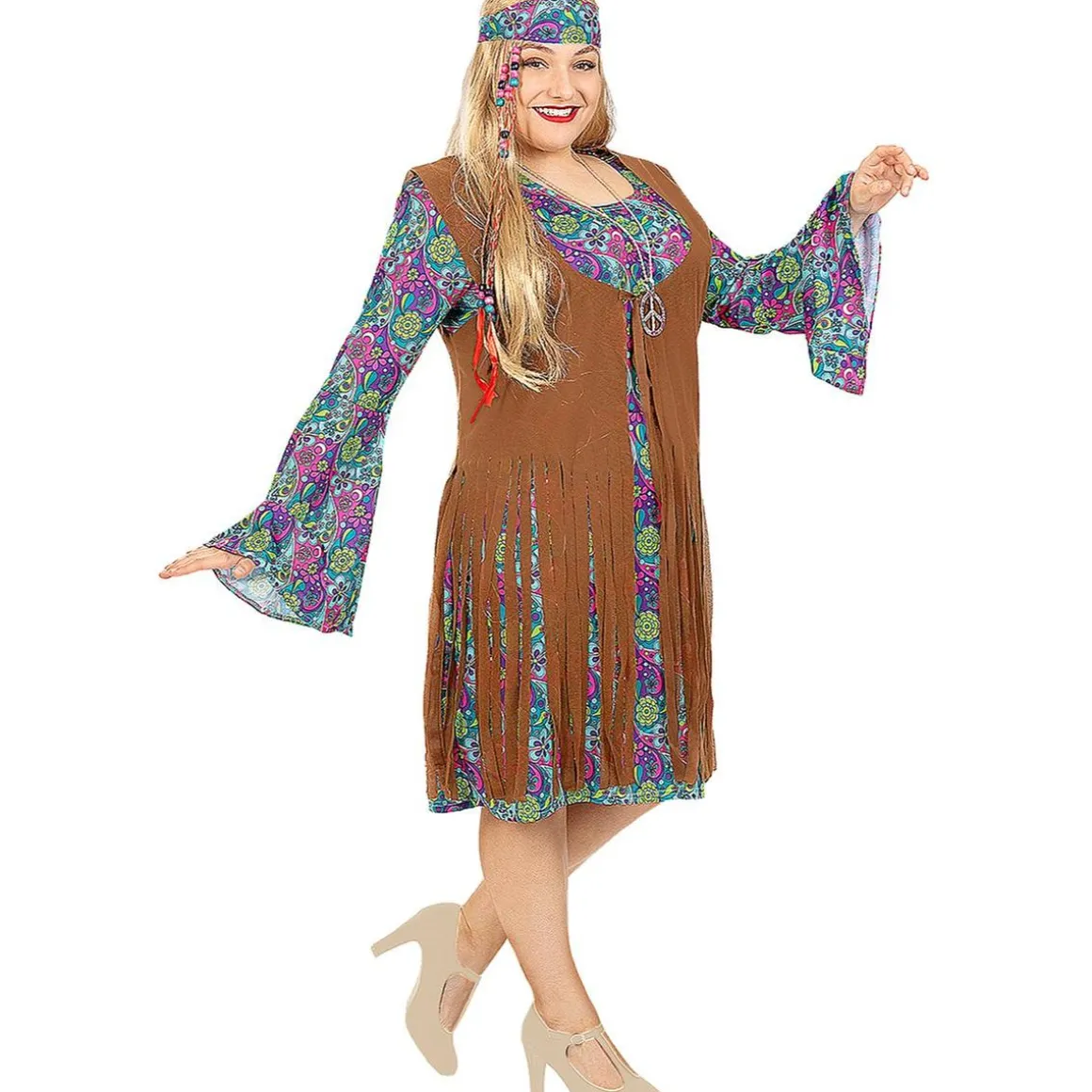 Disfraz de hippie para mujer XXL