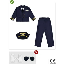 Disfraz de piloto de aviones para niño 7-9 años