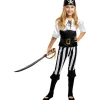 Disfraz de pirata a rayas para niña- Colección blanca y negra 7-9 años
