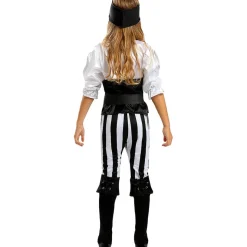Disfraz de pirata a rayas para niña- Colección blanca y negra 7-9 años
