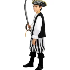 Disfraz de pirata a rayas para niño- Colección blanca y negra 5-6 años