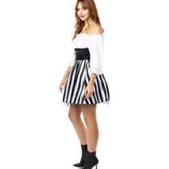 Disfraz de Pirata a rayas para mujer - Colección blanco y negro - Talla XS