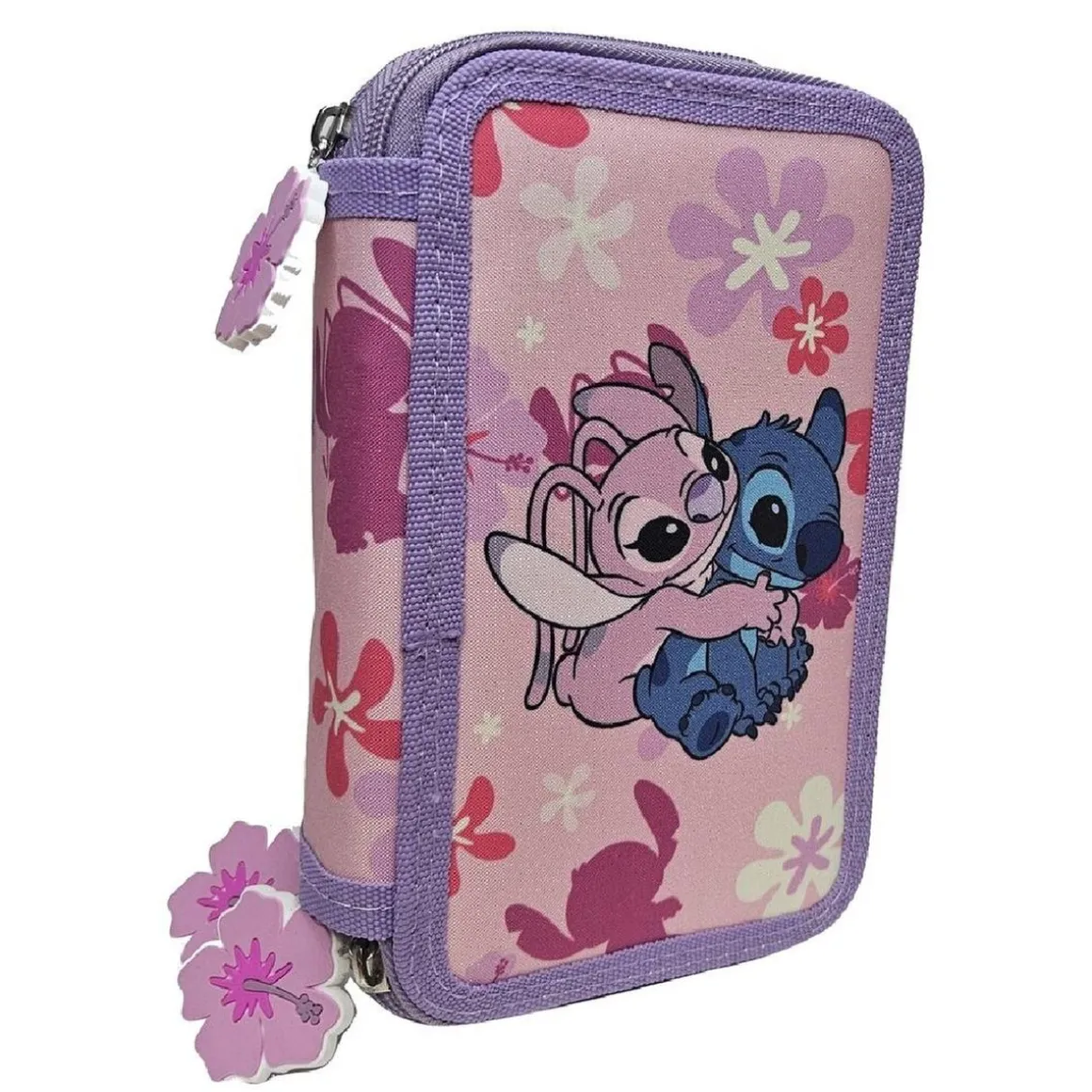 Disney - Plumier 3 cremalleras Angel & Stitch - Ibiscus Girl