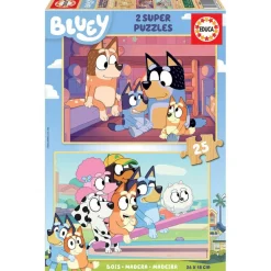 Educa Borras - Bluey - 2 Puzzles de madera 25 piezas