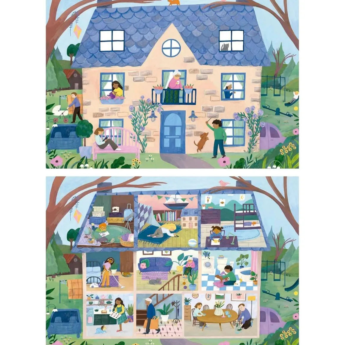 Educa Borras - DragonBallZ - Puzzle Doble Vista Casa Interior y Exterior 100 Piezas ㅤ