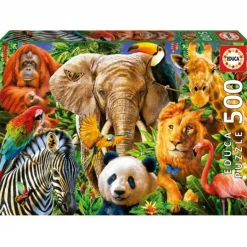 Educa Borras - Puzzle collage de animales salvajes 500 piezas ㅤ