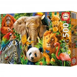 Educa Borras - Puzzle collage de animales salvajes 500 piezas ㅤ