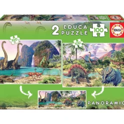 Educa Borrás - Dino World Pack Puzzles 2x100 Piezas