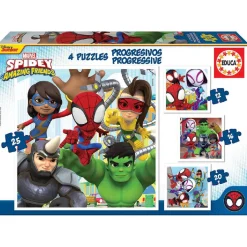 Educa Borrás - Spidey y su Superequipo - Pack 4 puzzles progresivos