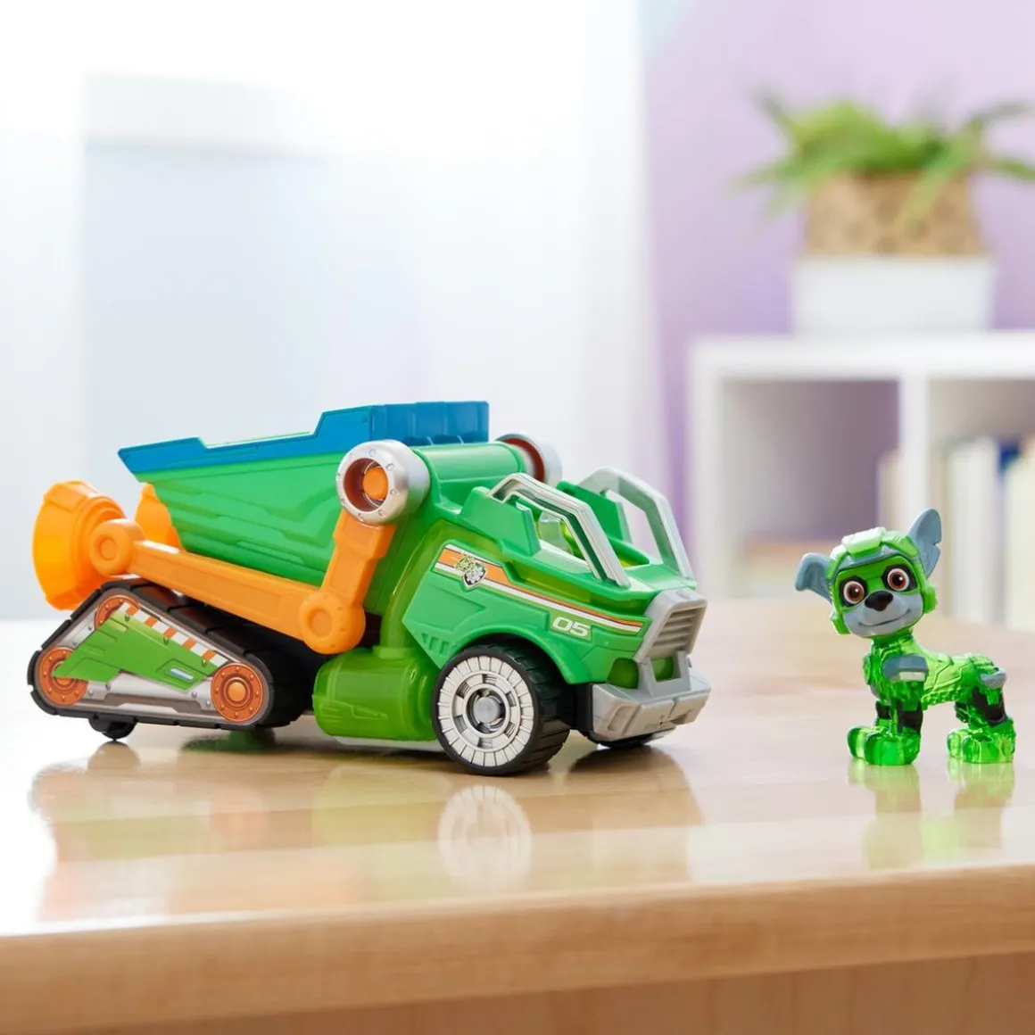 Energía - Patrulla Canina - Camión de reciclaje de juguete con figura de acción Rocky, luces y sonidos ㅤ