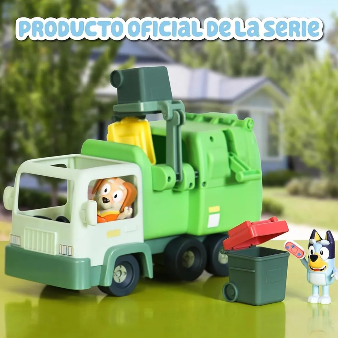 Famosa - Bluey - Camión de juguete educativo sobre reciclaje con figura de perrito y accesorios ㅤ