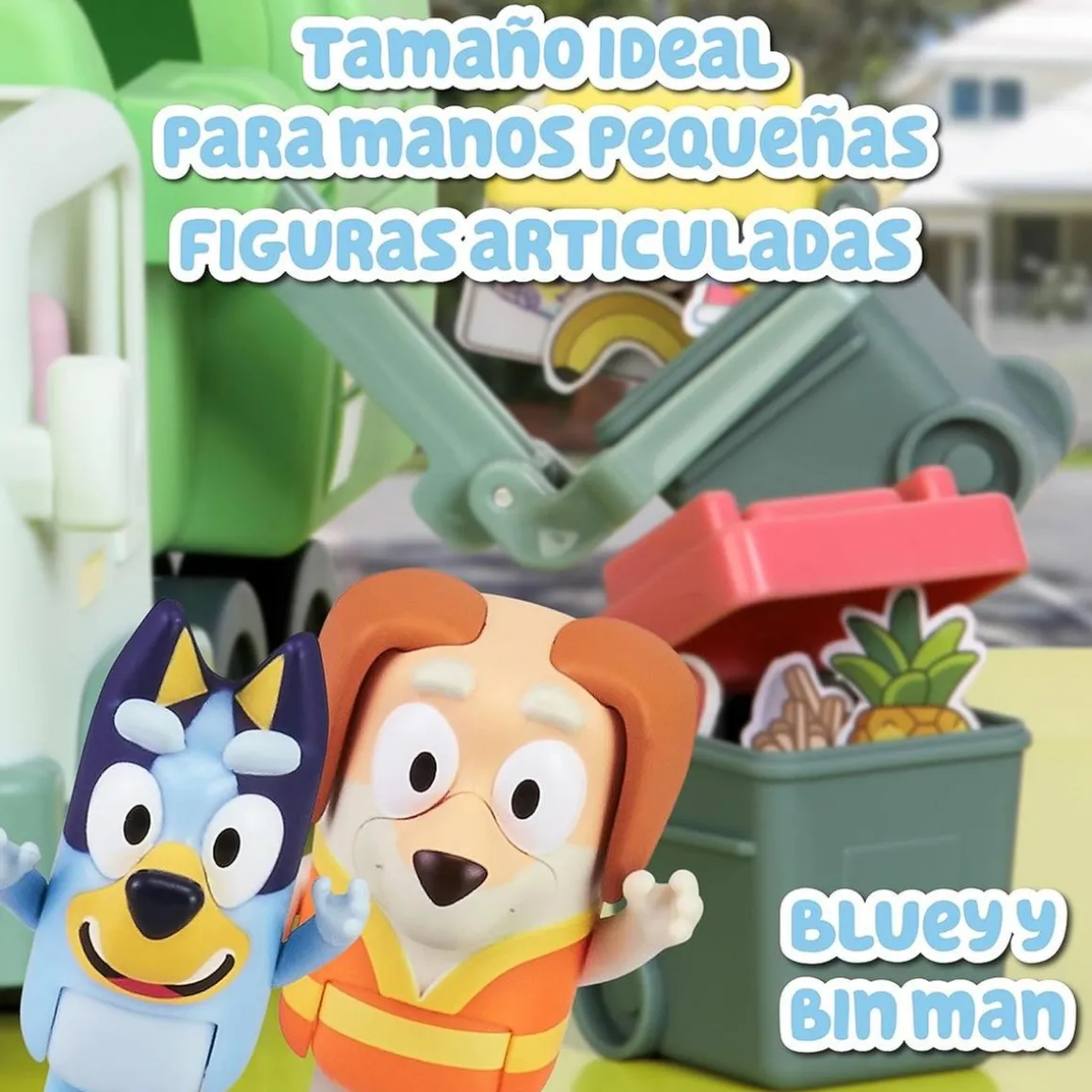 Famosa - Bluey - Camión de juguete educativo sobre reciclaje con figura de perrito y accesorios ㅤ