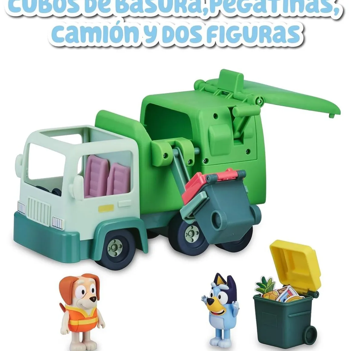 Famosa - Bluey - Camión de juguete educativo sobre reciclaje con figura de perrito y accesorios ㅤ