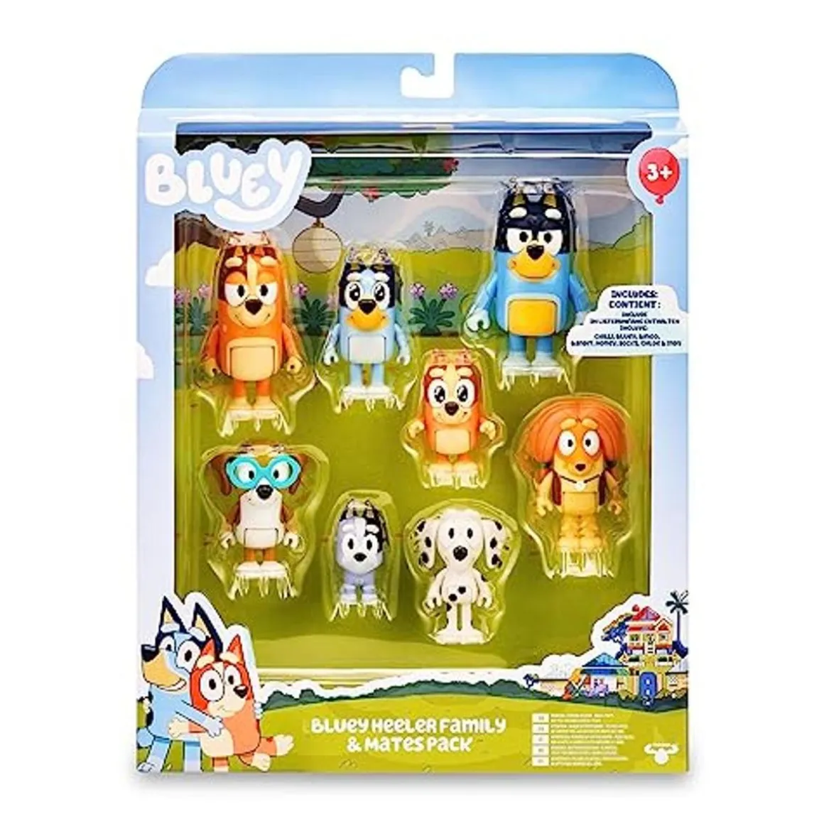 Famosa - Bluey - Pack Figuras Familia y Compañeros de Colección Serie Dibujos Infantil ㅤ