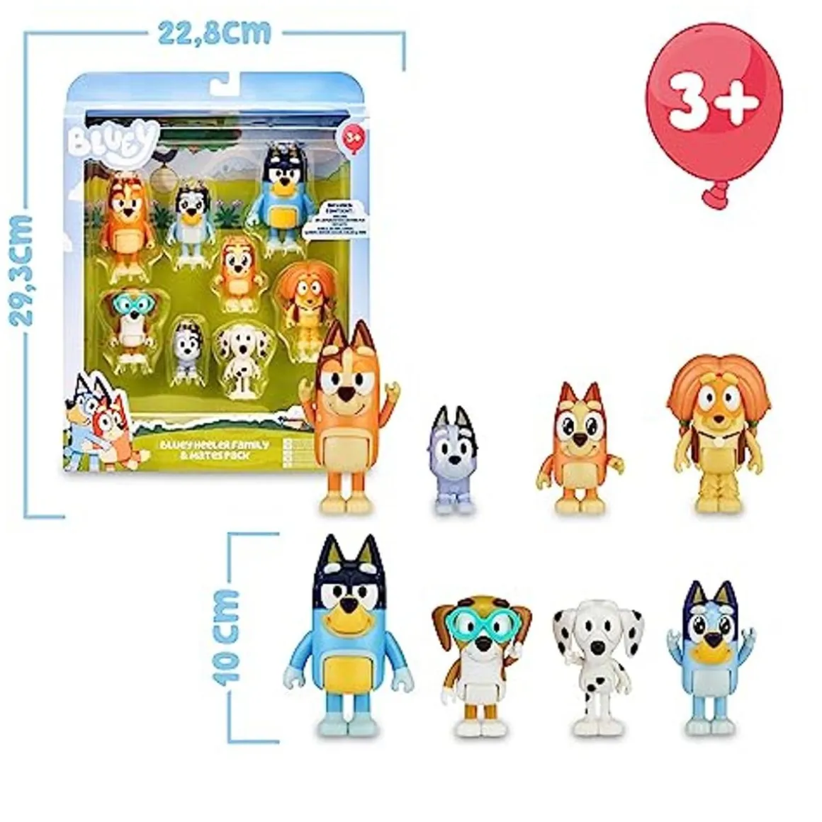 Famosa - Bluey - Pack Figuras Familia y Compañeros de Colección Serie Dibujos Infantil ㅤ