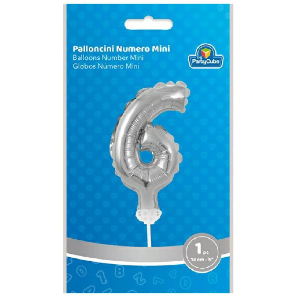 Globo aluminio plateado número 6