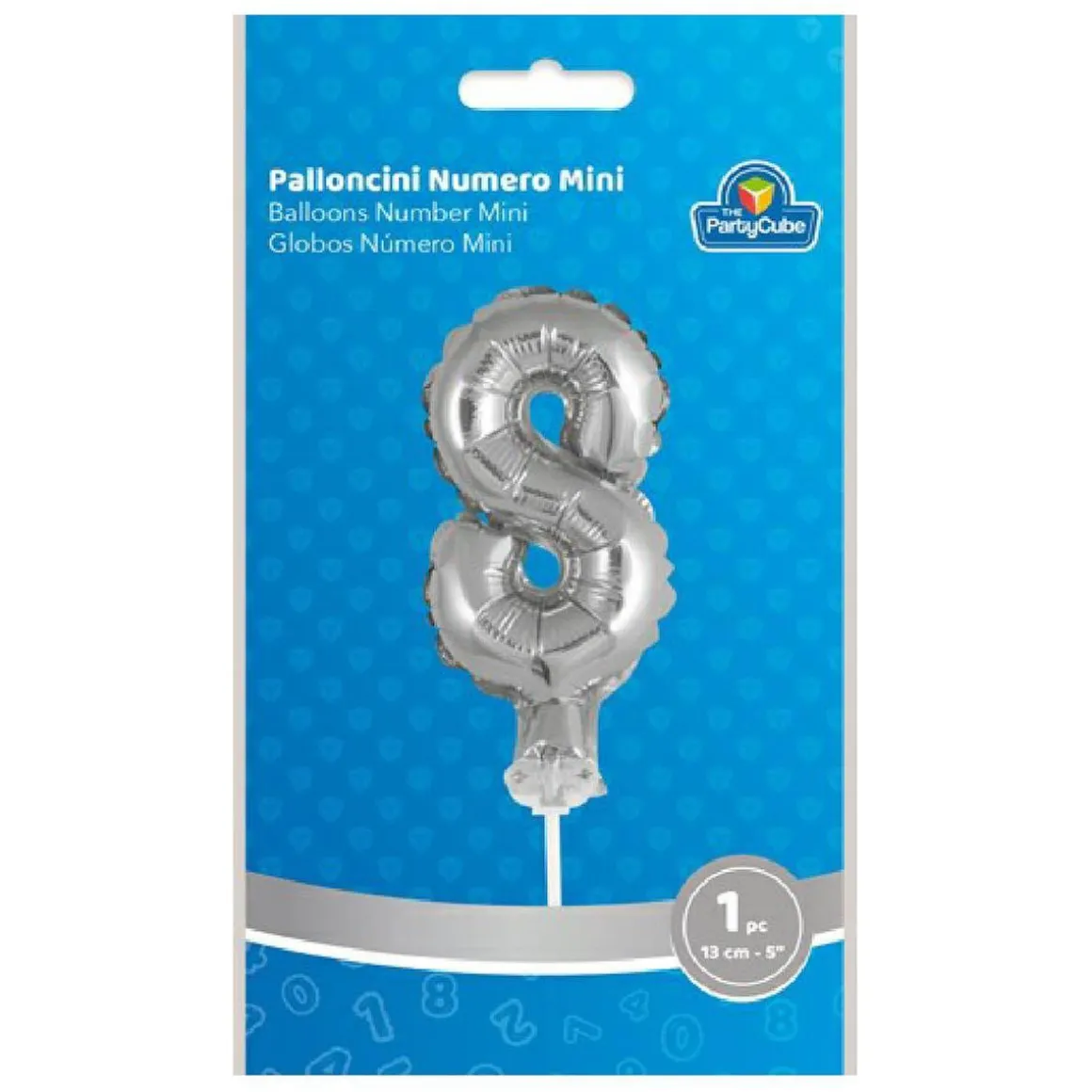 Globo aluminio plateado número 8
