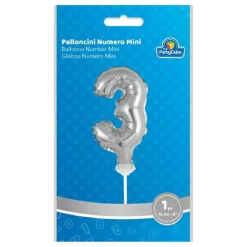 Globo aluminio plateado número 3