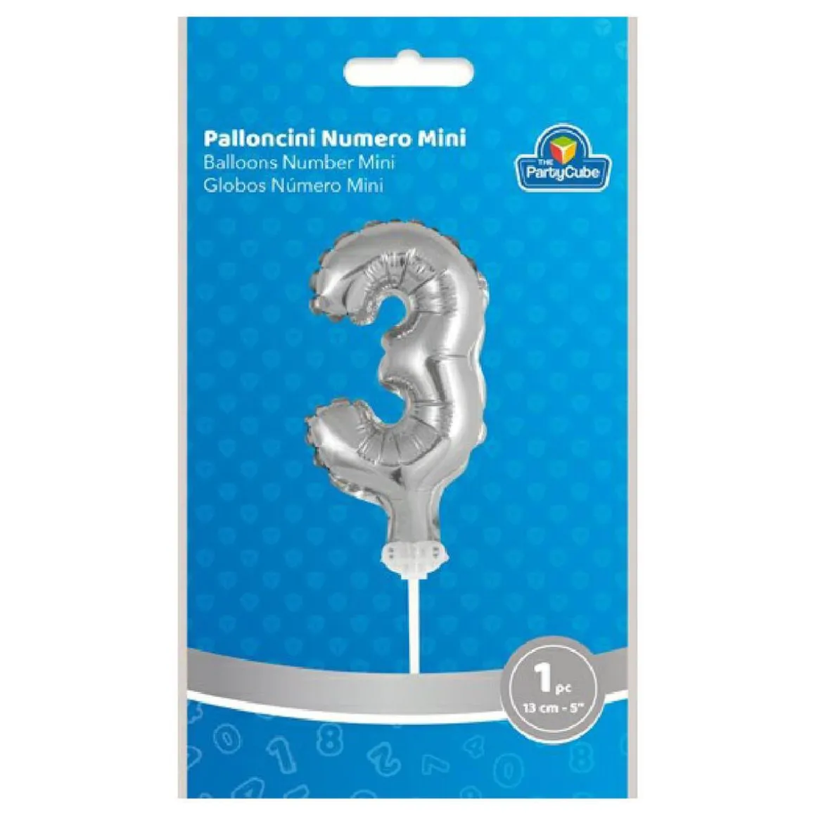 Globo aluminio plateado número 3