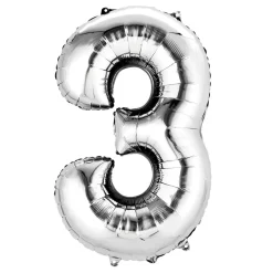 Globo Forma Número 3 Plateado