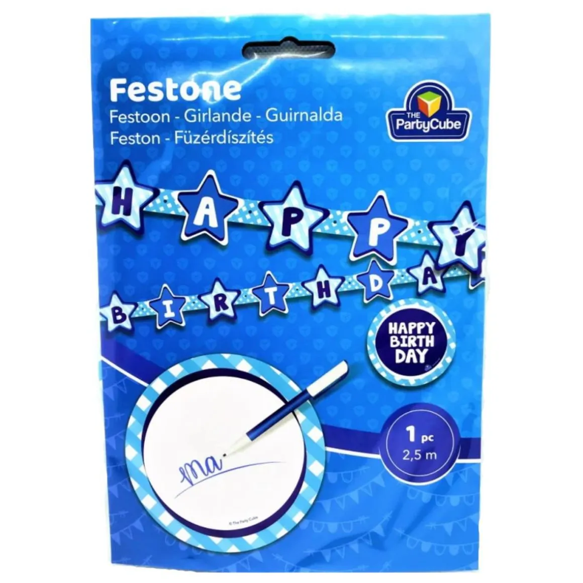 Guirnalda azul personalizable Happy Birthday