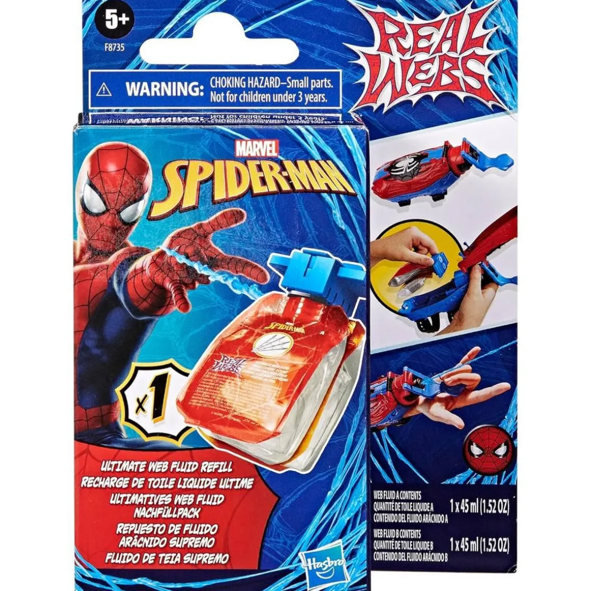 Hasbro - Spider-man - Real Webs, Repuesto De Fluido Aracnido Supremo ㅤ