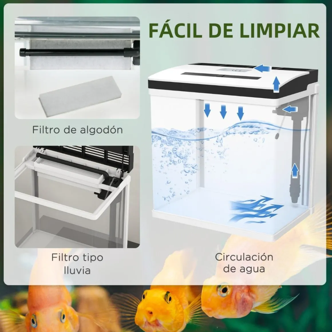 Homcom - Acuario 28L con filtro e iluminación