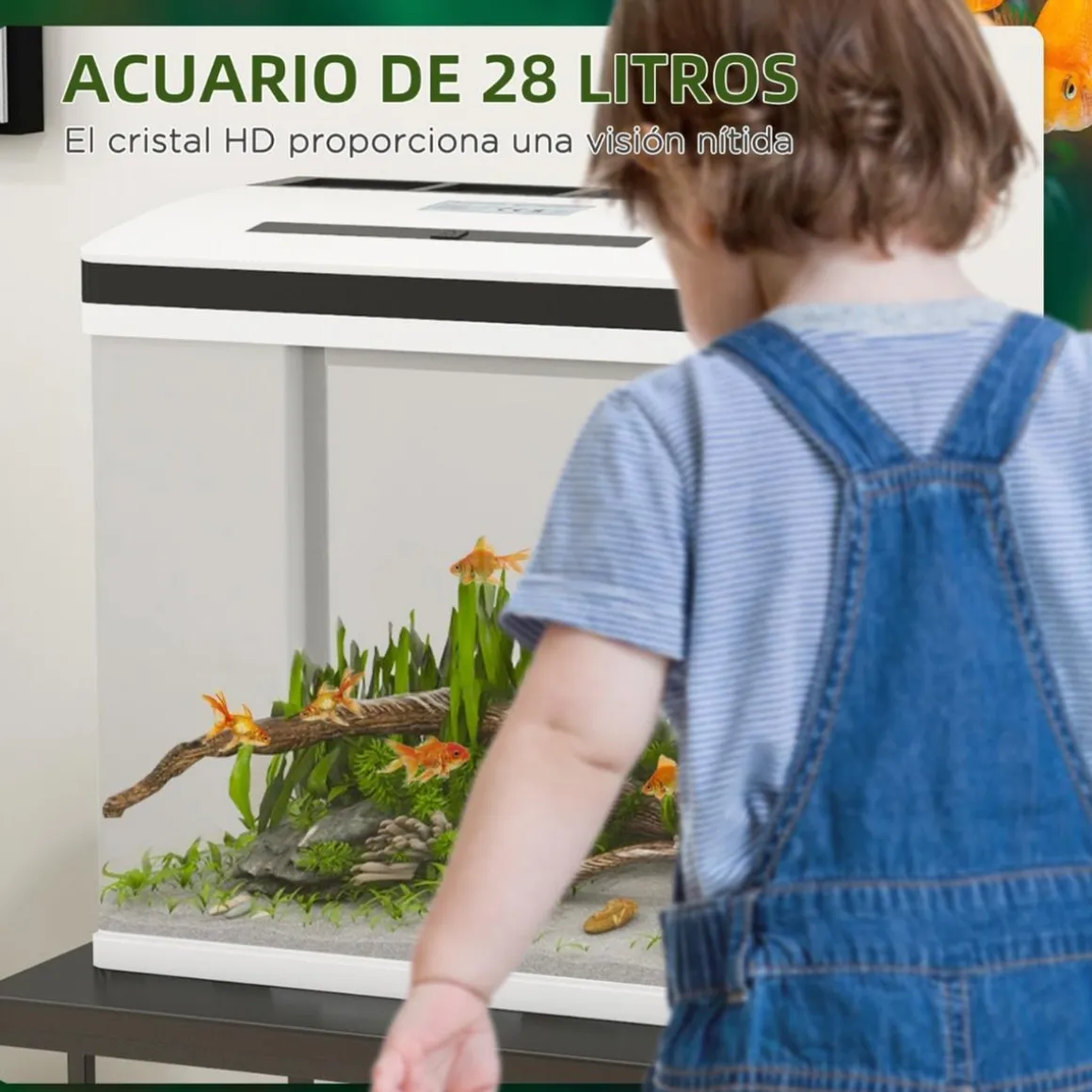 Homcom - Acuario 28L con filtro e iluminación