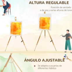 Homcom - Caballete de pintura plegable de madera