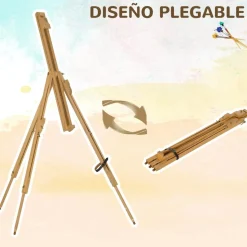 Homcom - Caballete de pintura plegable de madera
