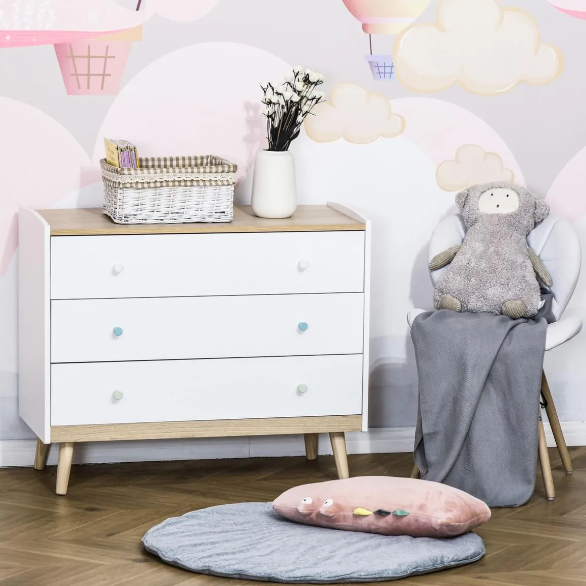 Homcom - Cajonera infantil con 3 cajones