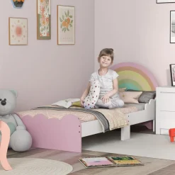 Homcom - Cama infantil arcoíris Rosa