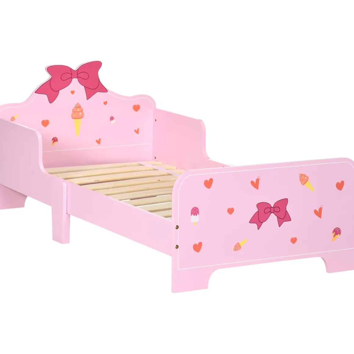 Homcom - Cama infantil corazones Rosa