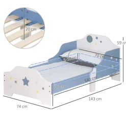 Homcom - Cama infantil estrellas Azul/Blanco