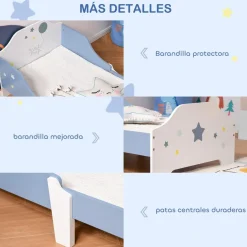 Homcom - Cama infantil estrellas Azul/Blanco