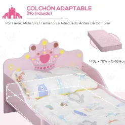 Homcom - Cama infantil Madera Rosa