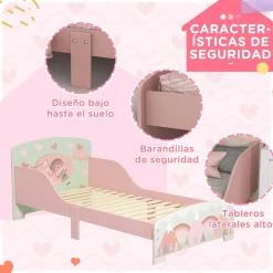 Homcom - Cama infantil Montañas Rosa