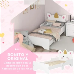 Homcom - Cama infantil Unicornio Blanco
